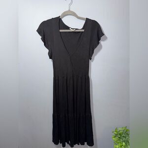 See You Monday women’s  black V-neck tiered dress size XL GUC
